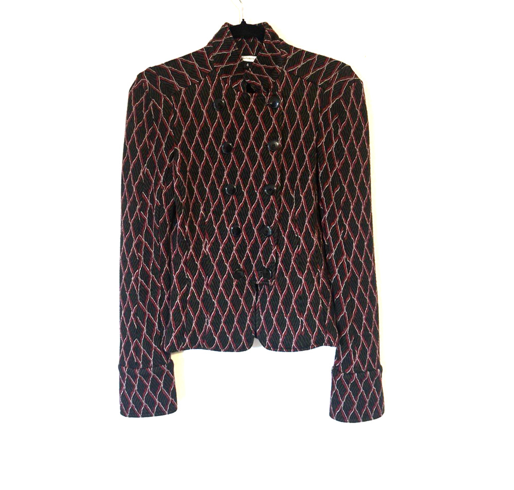 DVF Blazer 4 Womens Jacket Stretch Fitted Wool Blend Brown Red